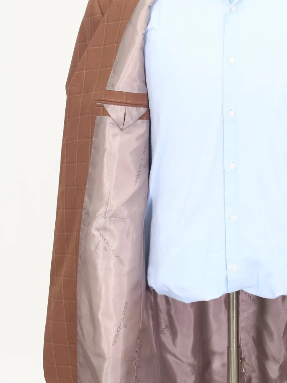 Stacy Adams 42R 35x30 Brown Full Suit 4-Button Check R917